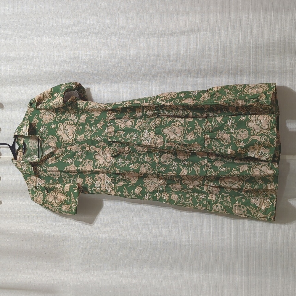 Cassee Green Floral Puffy Sleeves Tiered Dress Boho Medium cottagecore Peasant